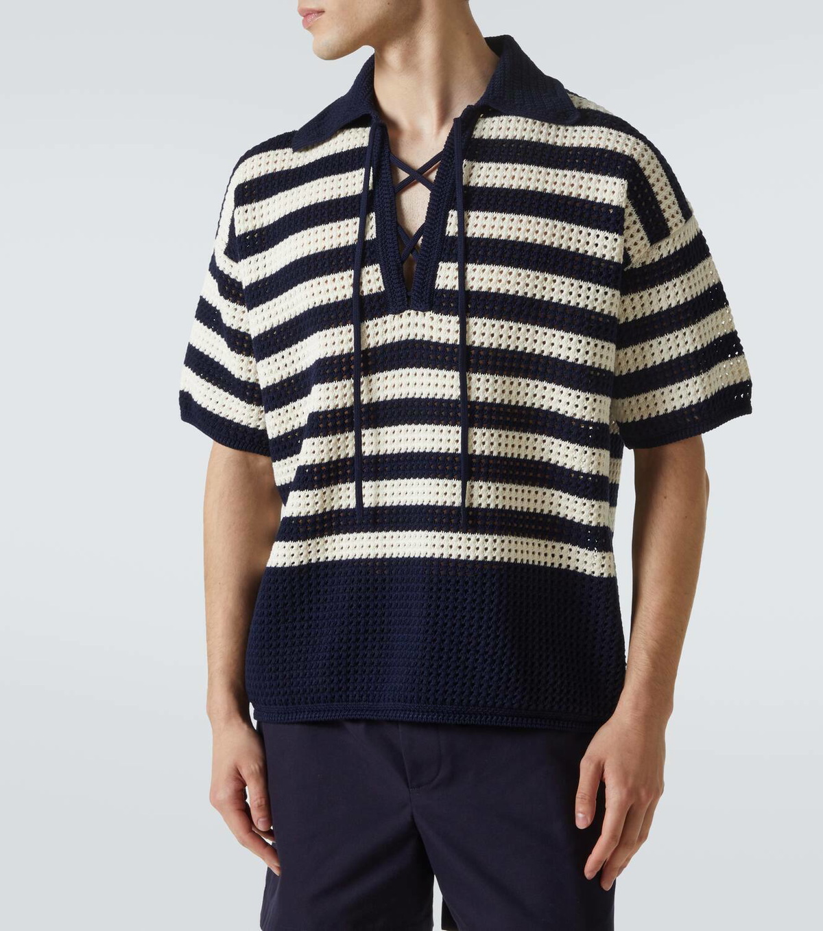 GUCCI ポロニット Gucci Striped crochet cotton polo shirt Gucci
