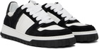 AMI Paris White & Black Leather Low-Top Walk Sneakers