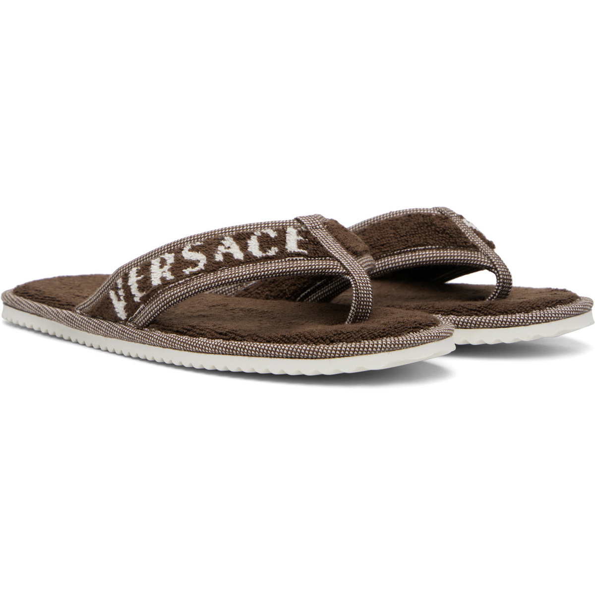 Versace Brown Cotton-Terry Flip-Flops