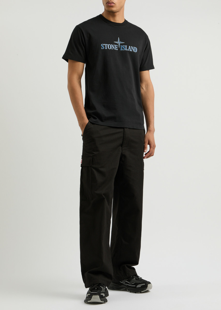 Stone Island Logo-print Cotton T-shirt Black