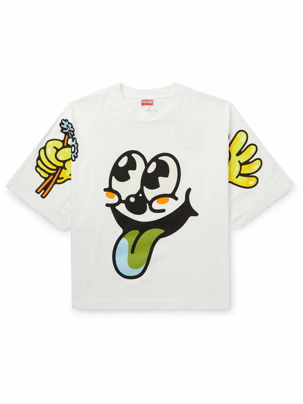 Photo: KENZO - Boke Boy Cropped Printed Cotton-Jersey T-Shirt - White