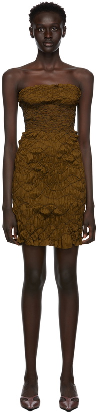 Photo: Gauntlett Cheng SSENSE Exclusive Khaki Elastic Short Dress