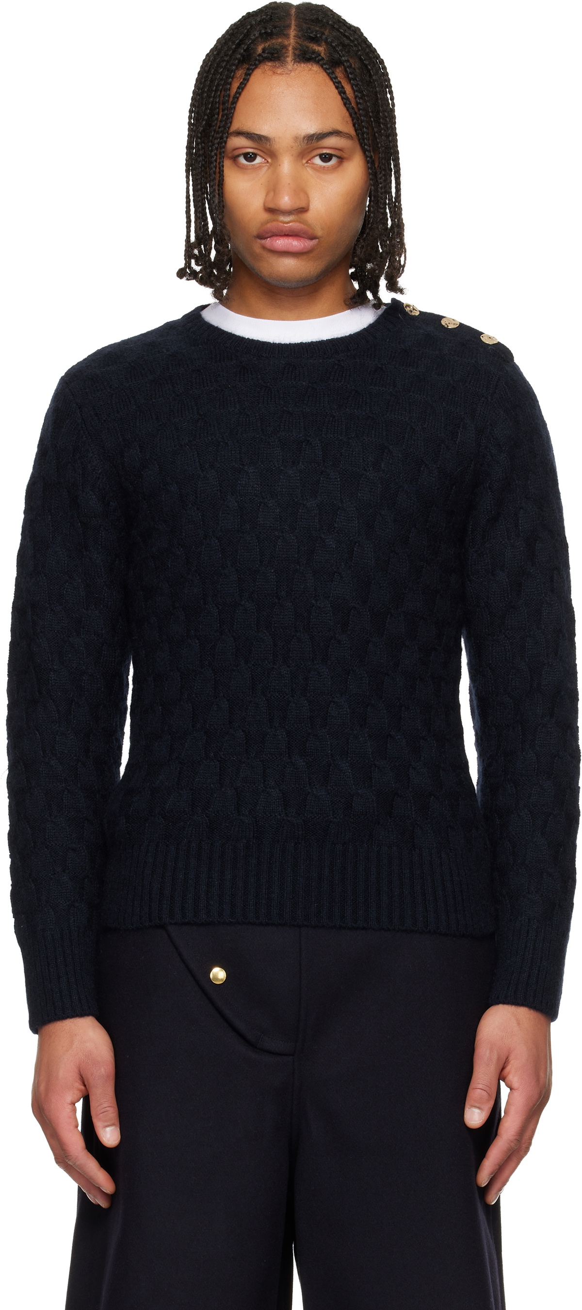 Wales Bonner Navy 'The Chord' Sweater