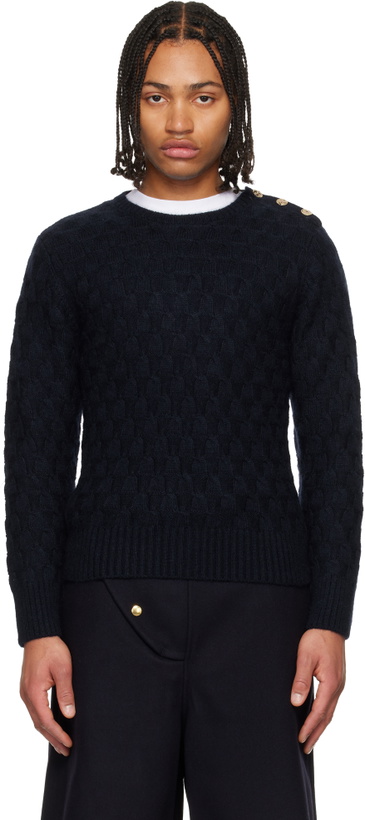 Photo: Wales Bonner Navy 'The Chord' Sweater