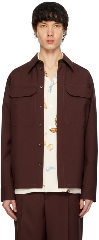 Photo: Jil Sander Brown Spread Collar Shirt