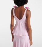 Rodarte Floral-appliqué silk crêpe top