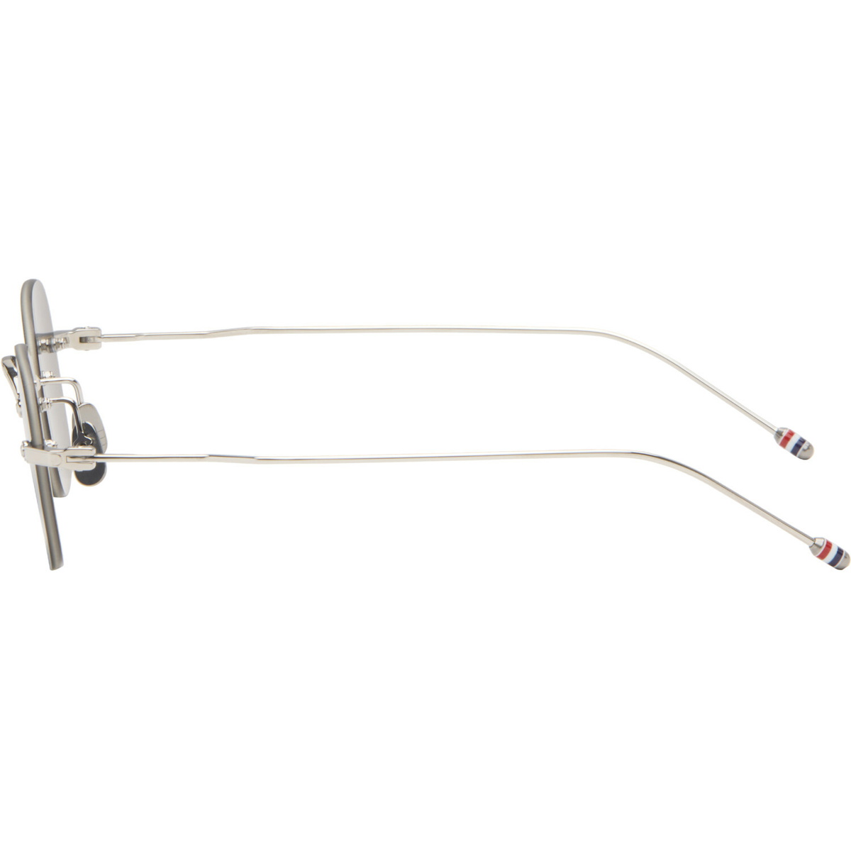 Thom Browne Silver Rectangular Rimless Sunglasses