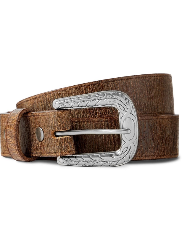 Photo: RRL - 2.5cm Distressed Leather Belt - Brown