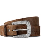 RRL - 2.5cm Distressed Leather Belt - Brown