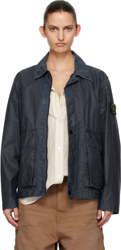 Photo: Stone Island Navy 4100054 Waxed Pigment Cotton Tela Jacket
