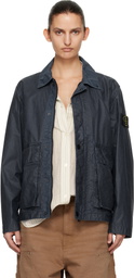 Stone Island Navy 4100054 Waxed Pigment Cotton Tela Jacket