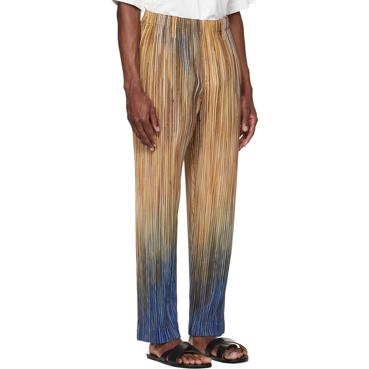 HOMME PLISSÉ ISSEY MIYAKE Brown Paint Brush Close-Up Trousers