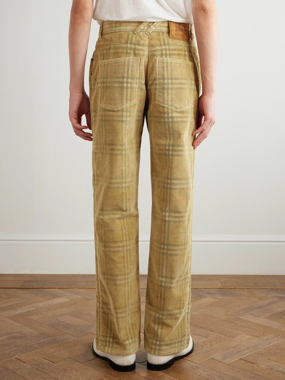 Burberry - Straight-Leg Checked Cotton-Corduroy Trousers - Neutrals