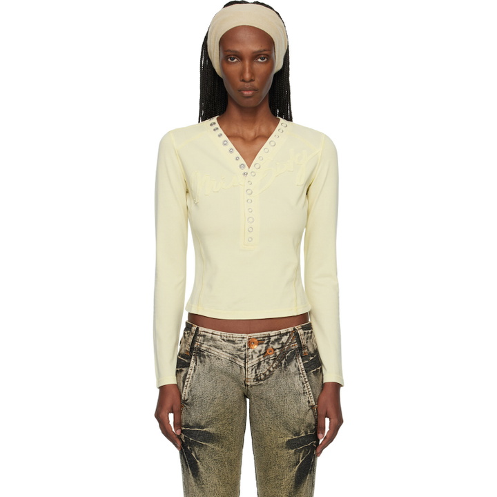 Photo: Miss Sixty Yellow KNWLS Edition Logo Patchwork Top