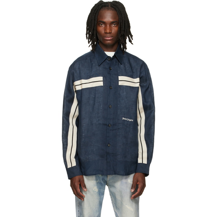 Photo: Palm Angels Navy Classic Logo Track Shirt
