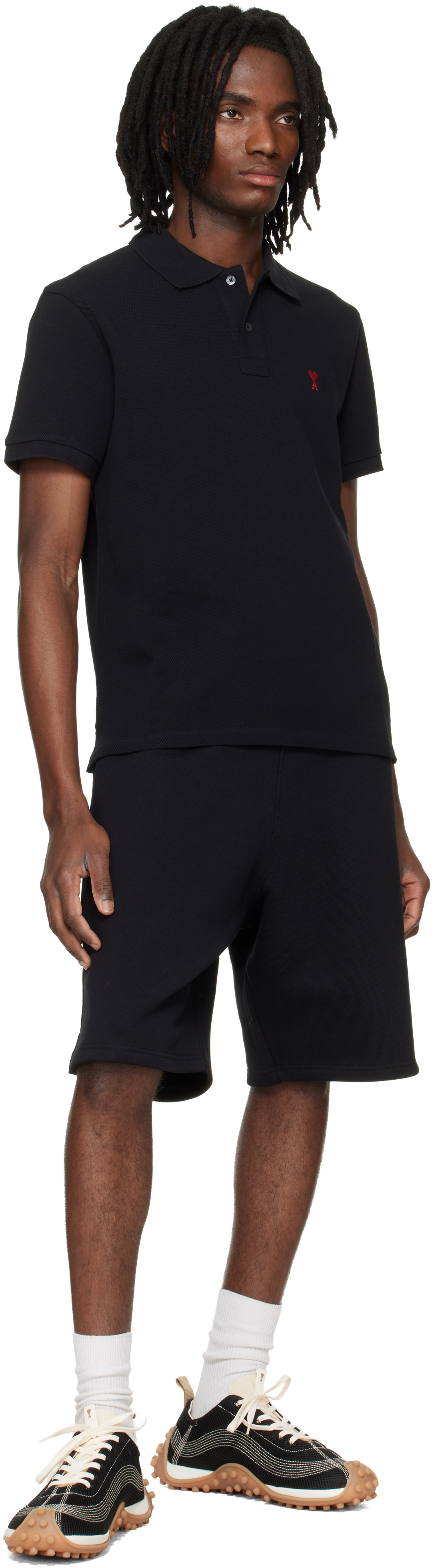 AMI Paris Black Mirage Mesh Sneakers
