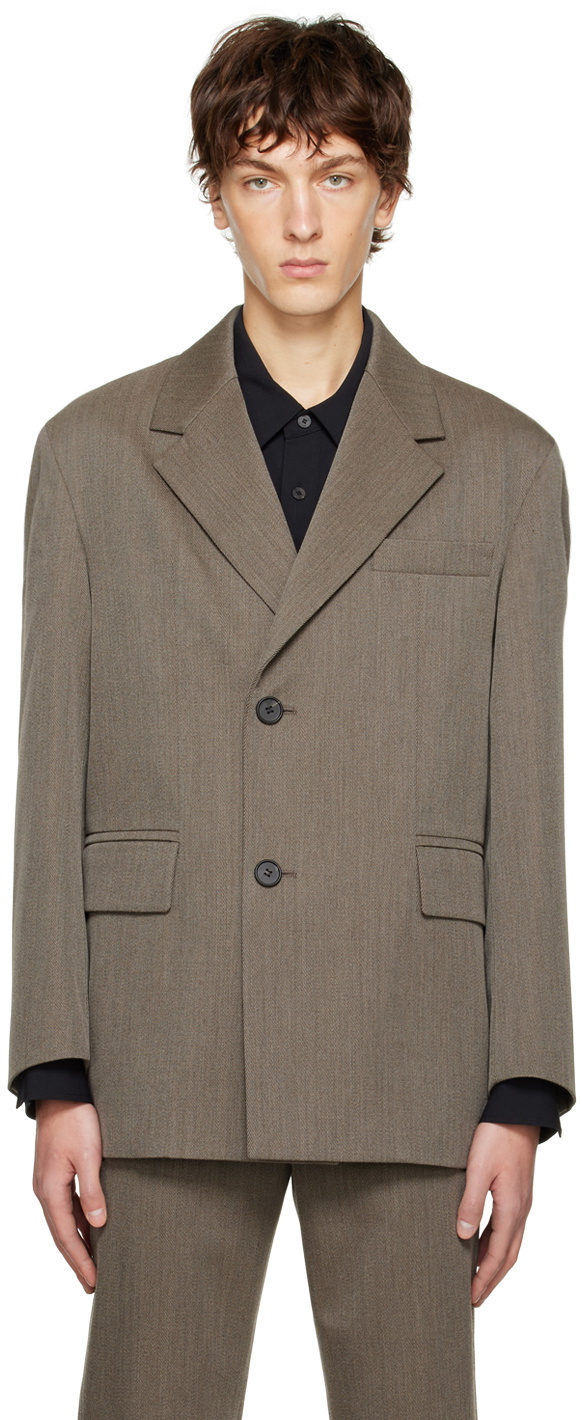 Solid Homme Brown Oversized Blazer Solid Homme
