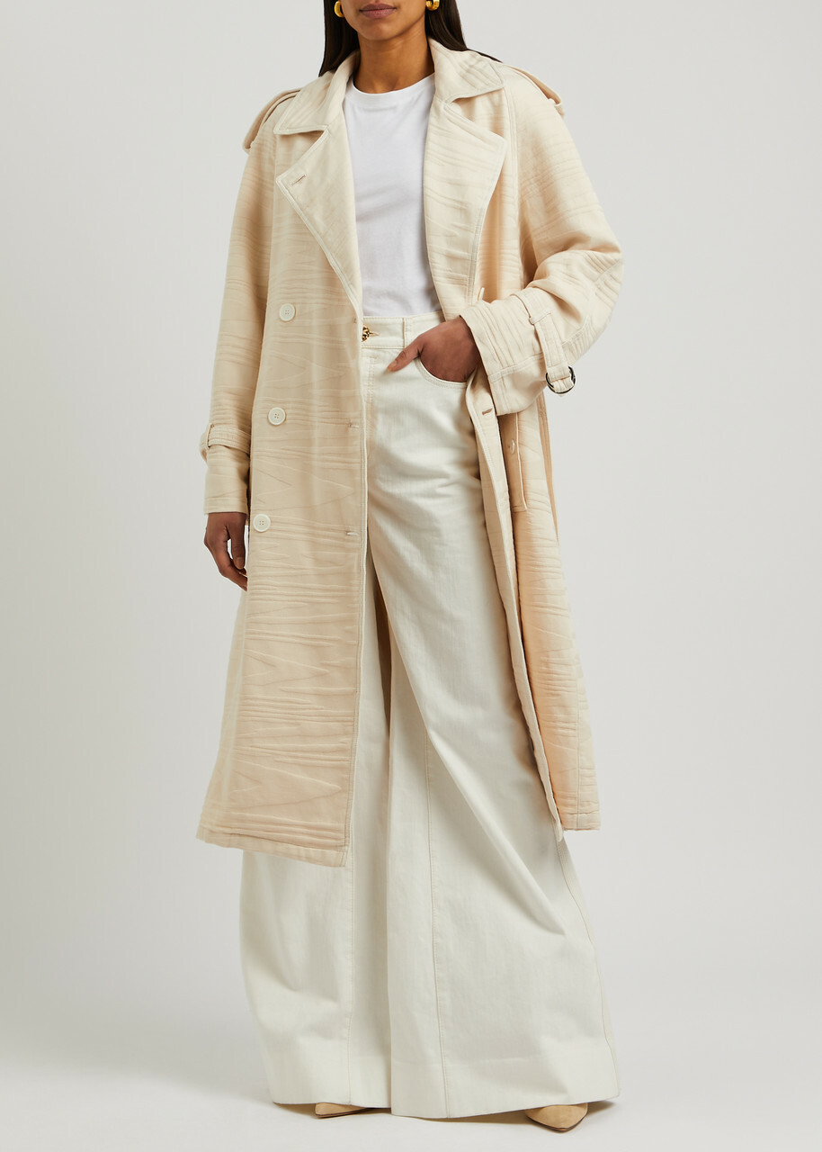 Missoni Belted Cotton-jacquard Trench Coat Sand