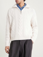 FRAME - Cable-Knit Wool and Cashmere-Blend Half-Zip Sweater - Neutrals