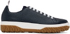 Thom Browne Navy Cable Knit Court Low-Top Sneakers