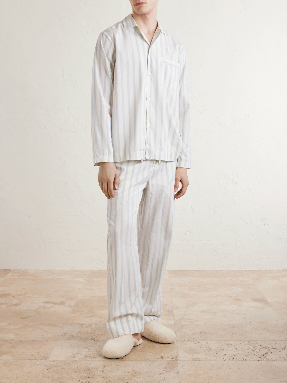 TEKLA - Striped Cotton-Poplin Pyjama Set - Neutrals