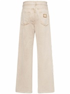DOLCE & GABBANA - Wide Cotton Denim Jeans W/logo Plaque
