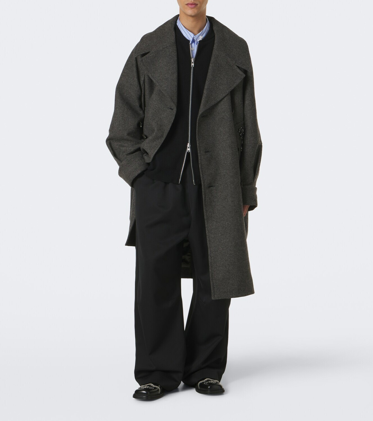 Simone Rocha Embellished oversized wool-blend coat