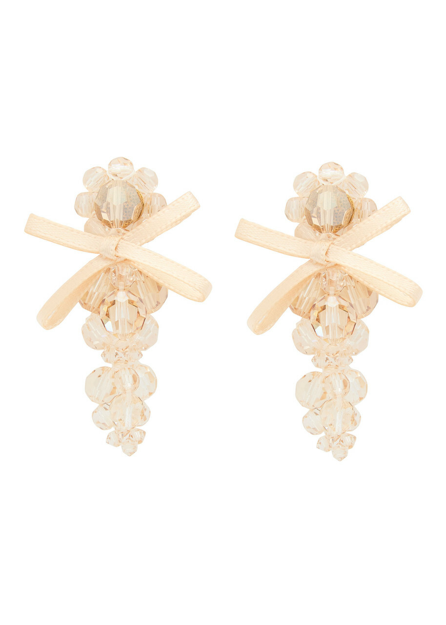 Simone Rocha Petite Bow Crystal-embellished Earrings - Cream - One Size