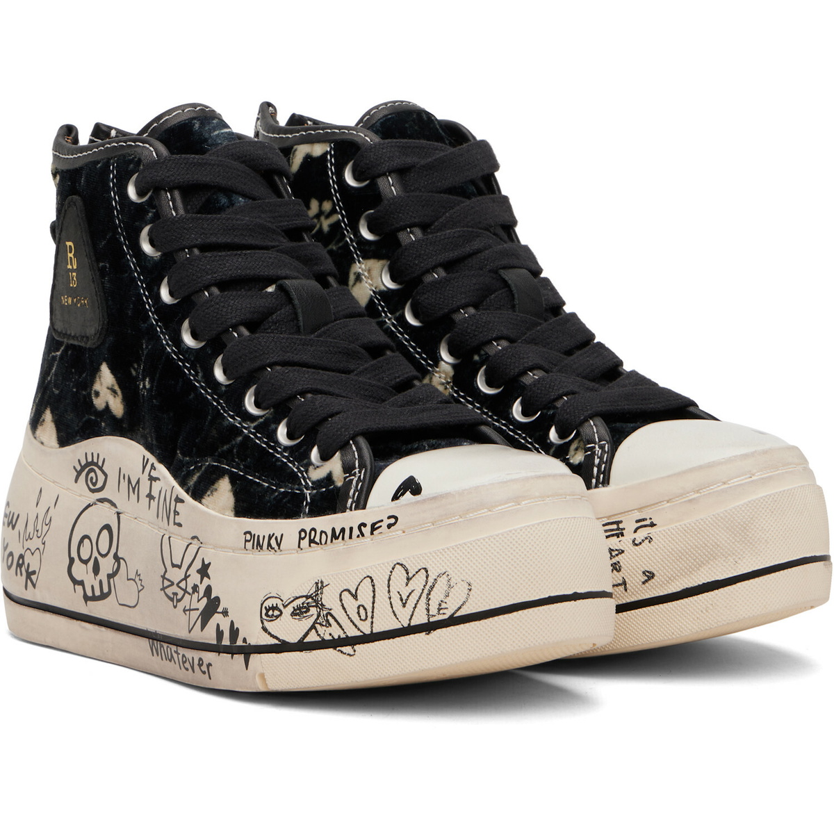 R13 Black Kurt High Top Sneakers