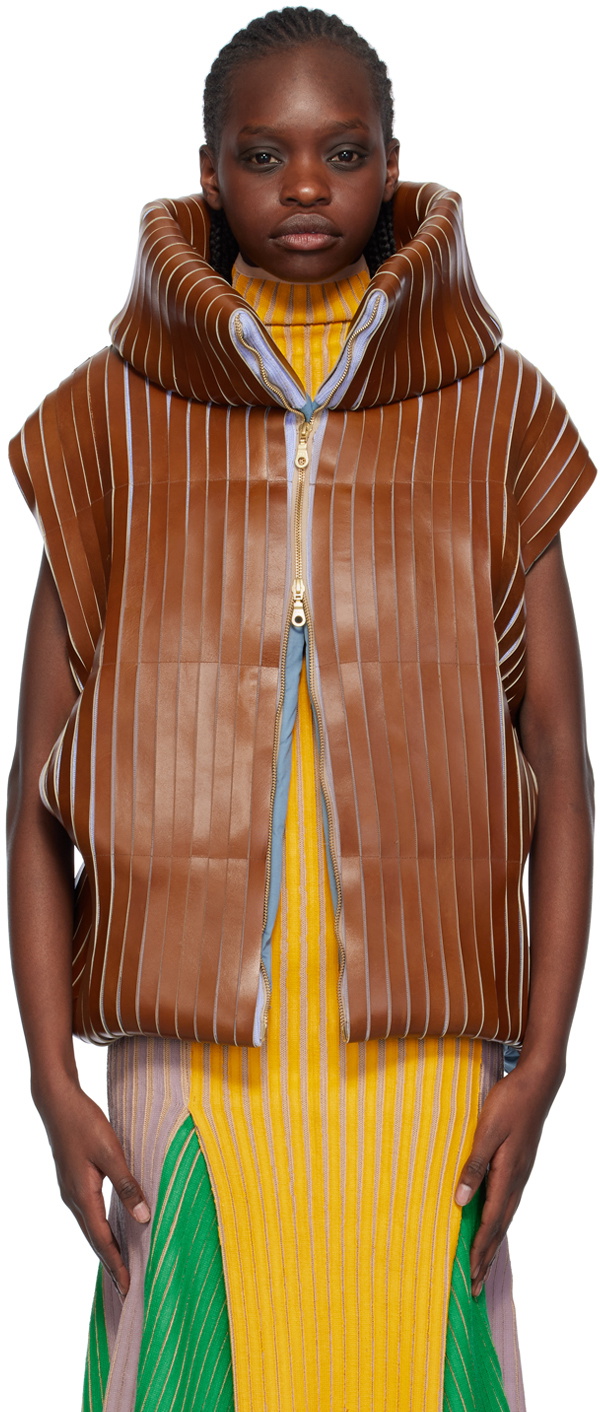 Stanley Raffington SSENSE Exclusive Brown & Blue Leather Vest