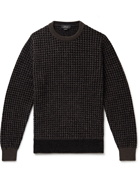 Brioni - Houndstooth Silk, Wool and Cashmere-Blend Sweater - Brown