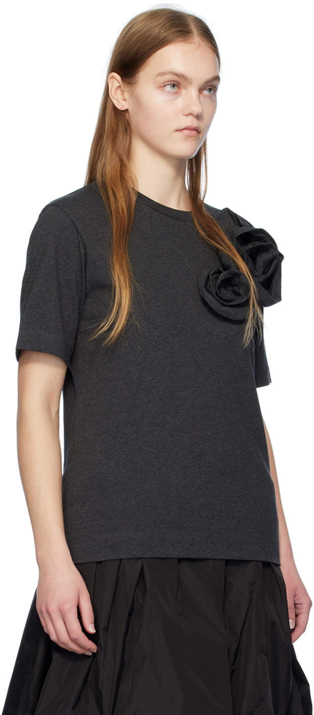 Simone Rocha Gray Pressed Rose T-Shirt Simone Rocha