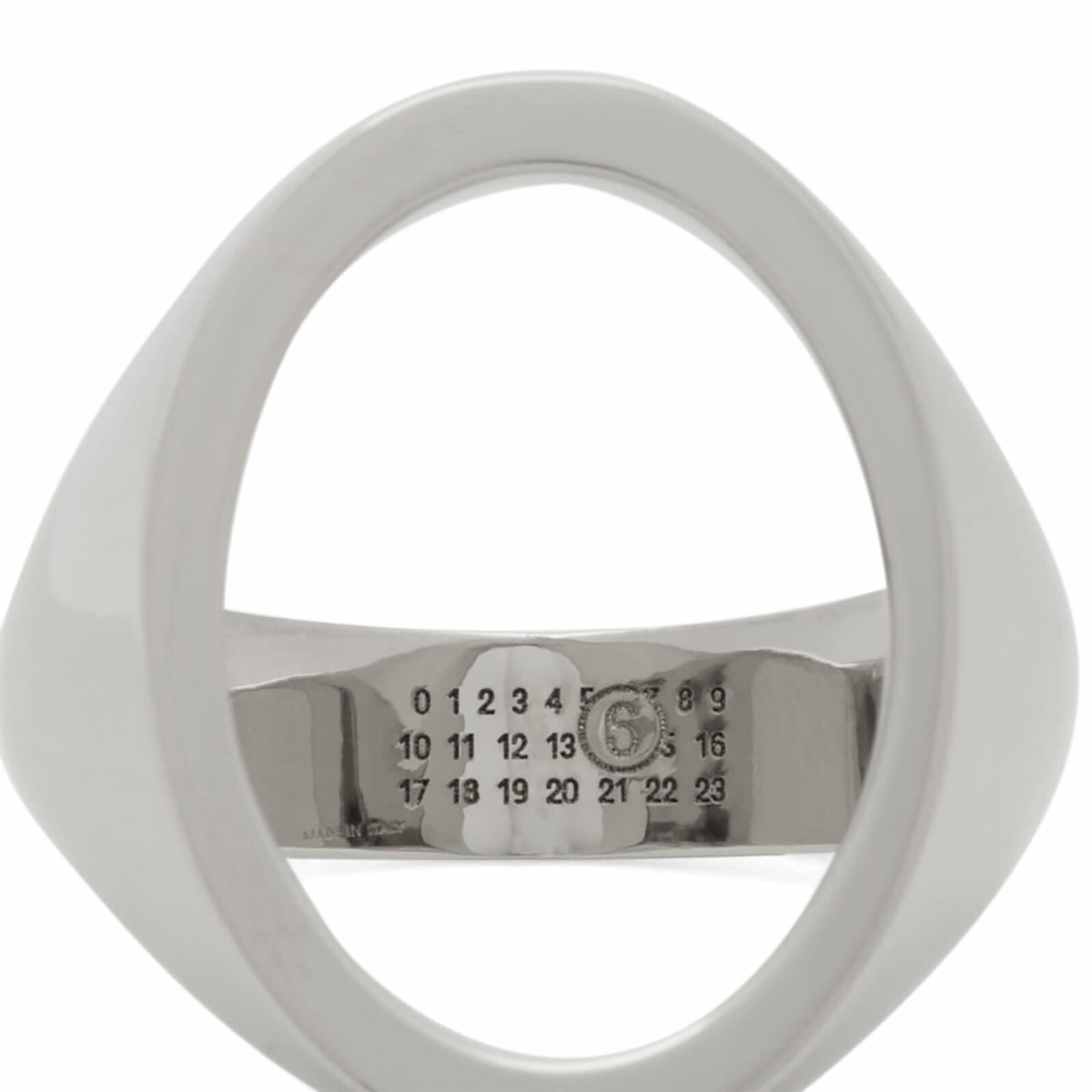 MM6 Maison Margiela Men's Open Signet 4MM Ring in Palladio Polished
