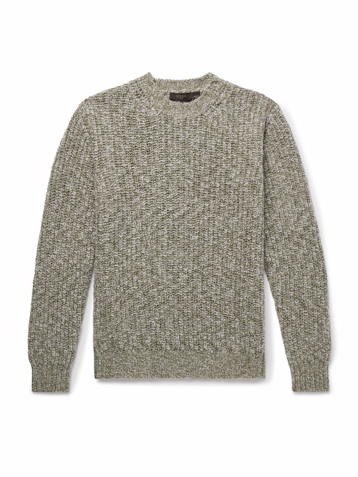 Incotex - Zanone Ribbed Brushed-Wool Sweater - Green