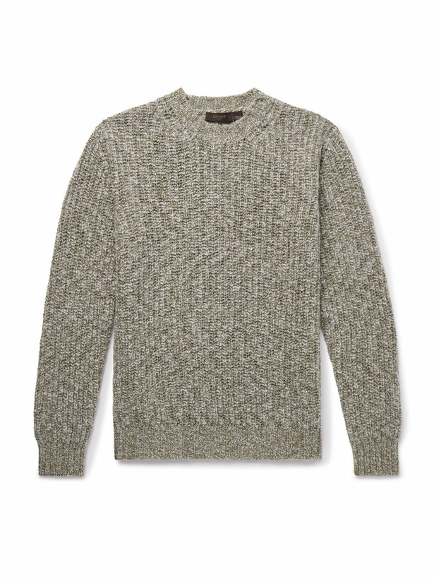 Photo: Incotex - Zanone Ribbed Brushed-Wool Sweater - Green