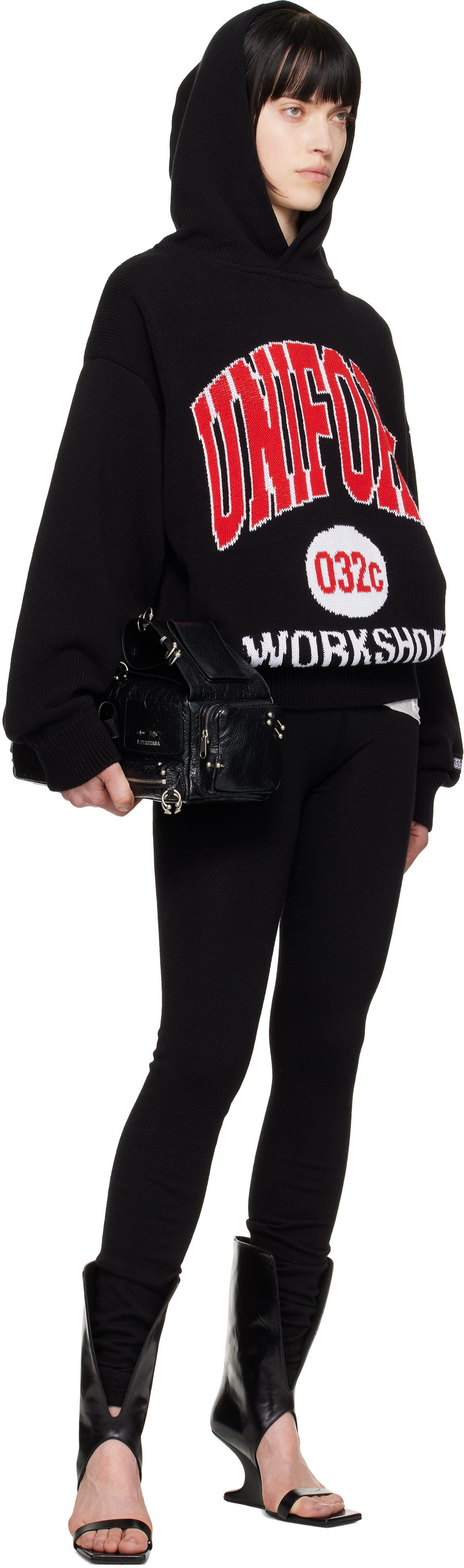 032c Black Lucky Strike Knit Hoodie