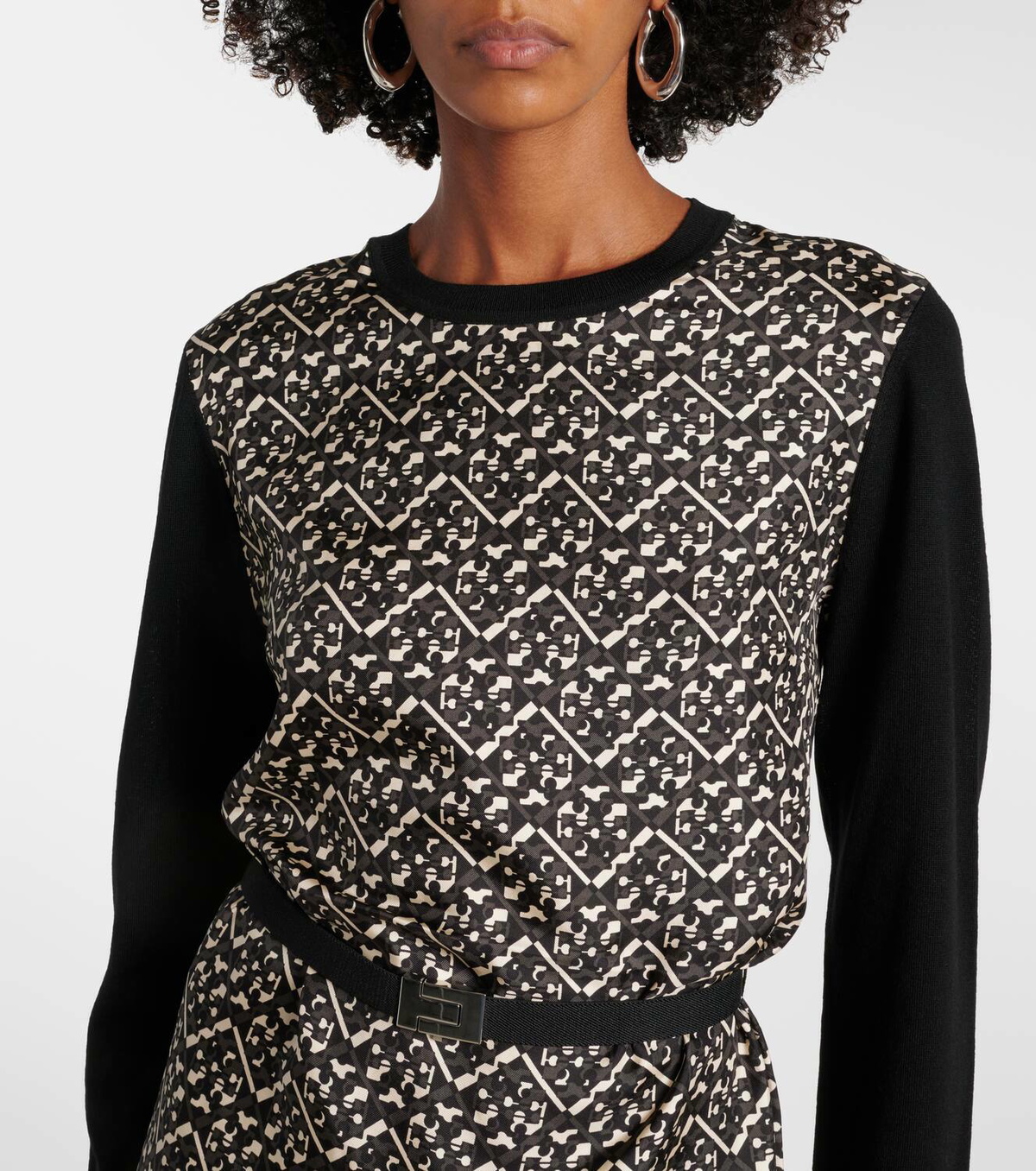 【送料関税込】Tory Burch Belted silk-trimmed wool midi dress Tory Burch Belted silk-trimmed wool midi dress Tory Burch