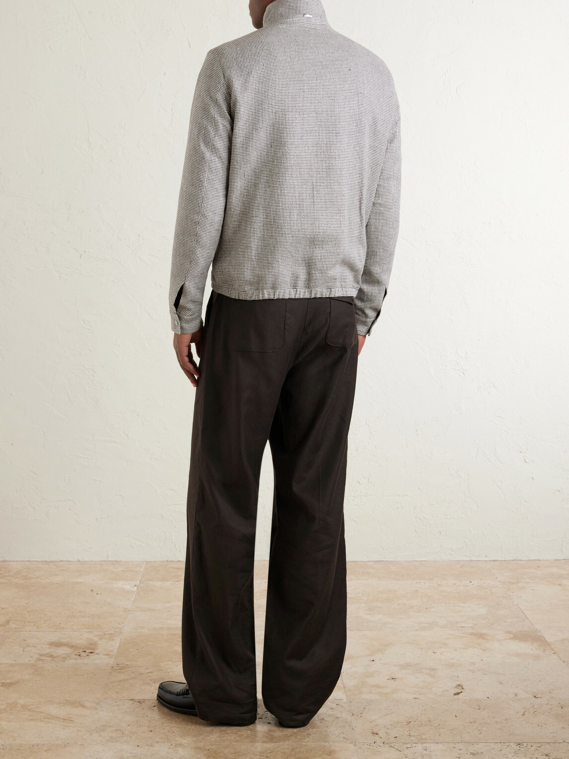 Herno - Houndstooth Linen-Blend Bomber Jacket - Gray