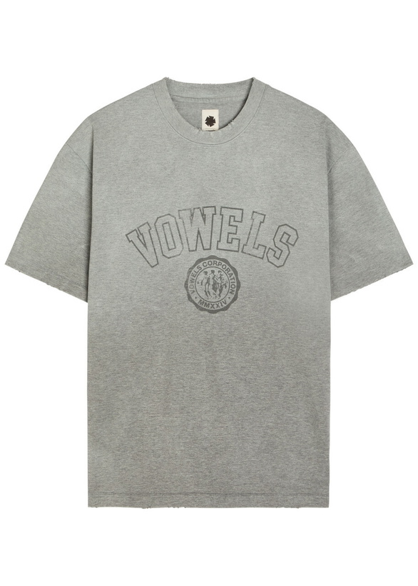 Photo: Vowels Printed Cotton T-shirt Grey