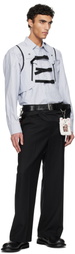 doublet Blue & White Trail Vest Stripe Shirt