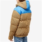 Gucci Men's GG Jacquard Hooded Down Jacket in Camel