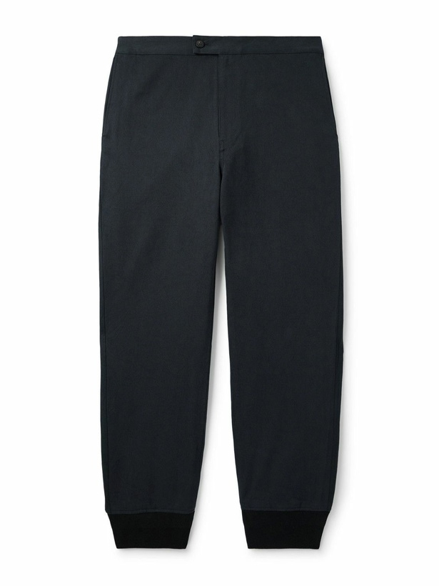 Photo: Visvim - Bertone Tapered Grosgrain-Striped Cotton-Twill Trousers - Blue