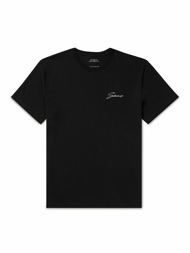 Photo: Saturdays NYC - Signature Logo-Embroidered Cotton-Jersey T-Shirt - Black