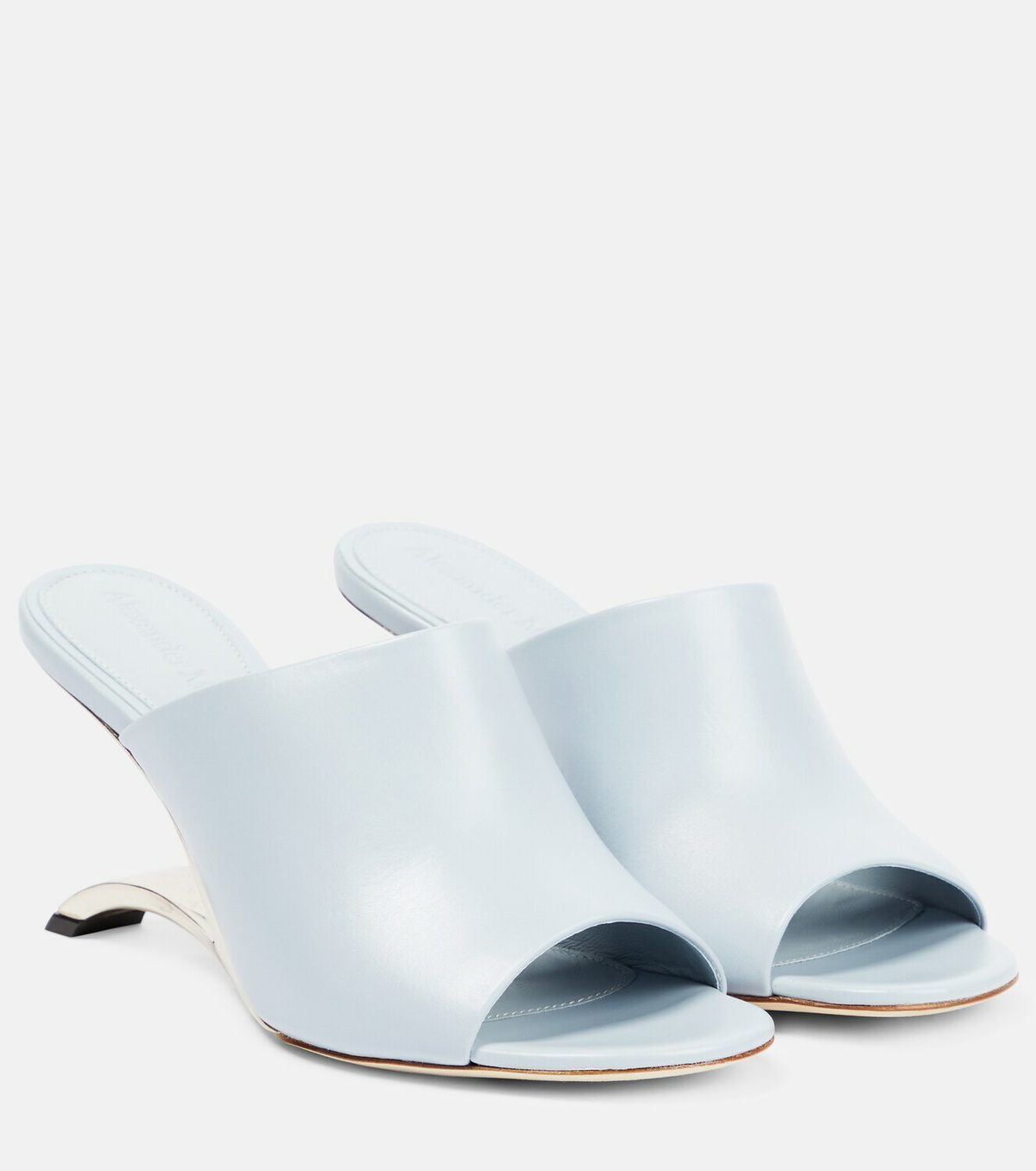 サンダル・ミュール alexander mcqueen Silver leather Seal mules Sandals - Alexander Mcqueen - Silver - Leather