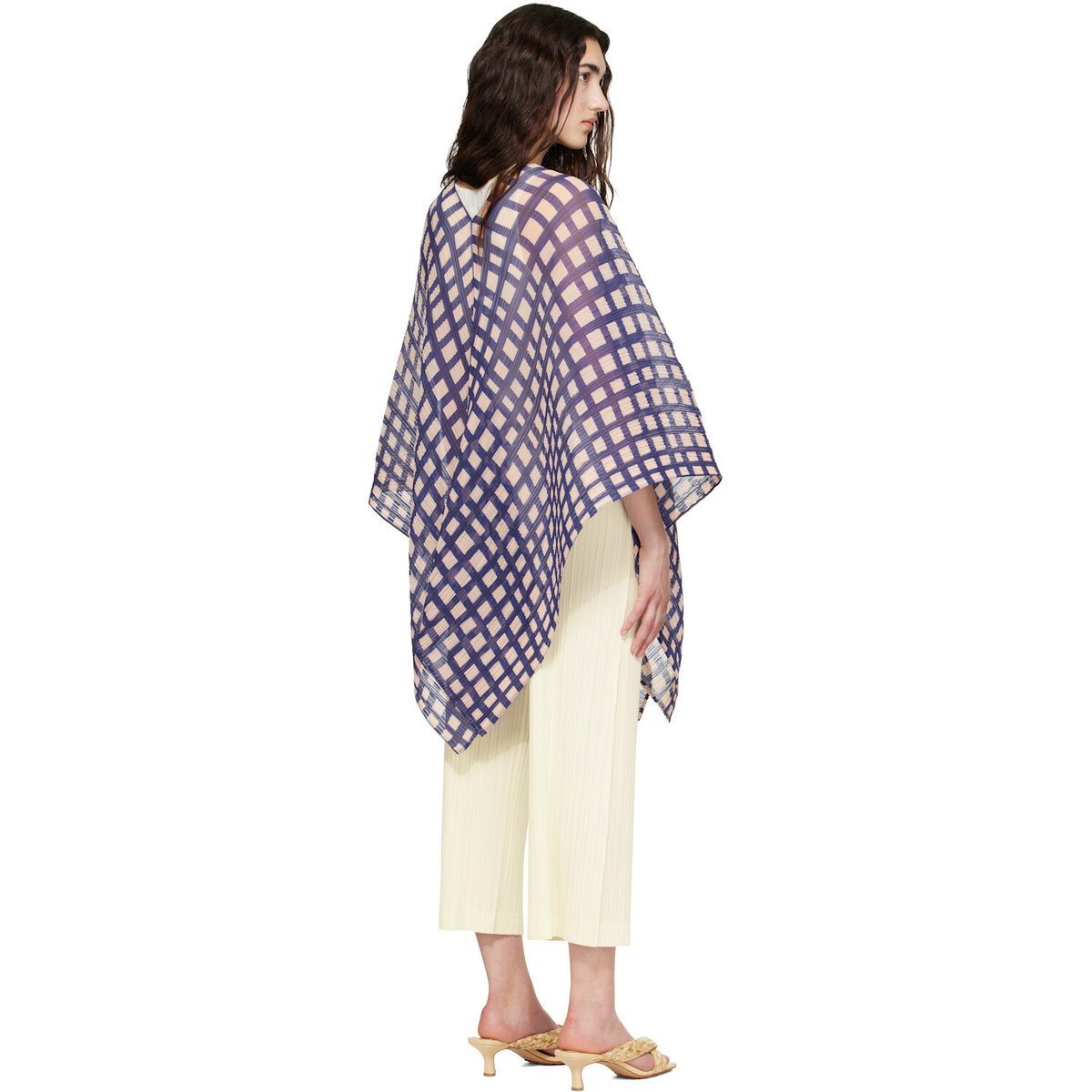 PLEATS PLEASE ISSEY MIYAKE Navy & Pink Basket Madame-T Scarf
