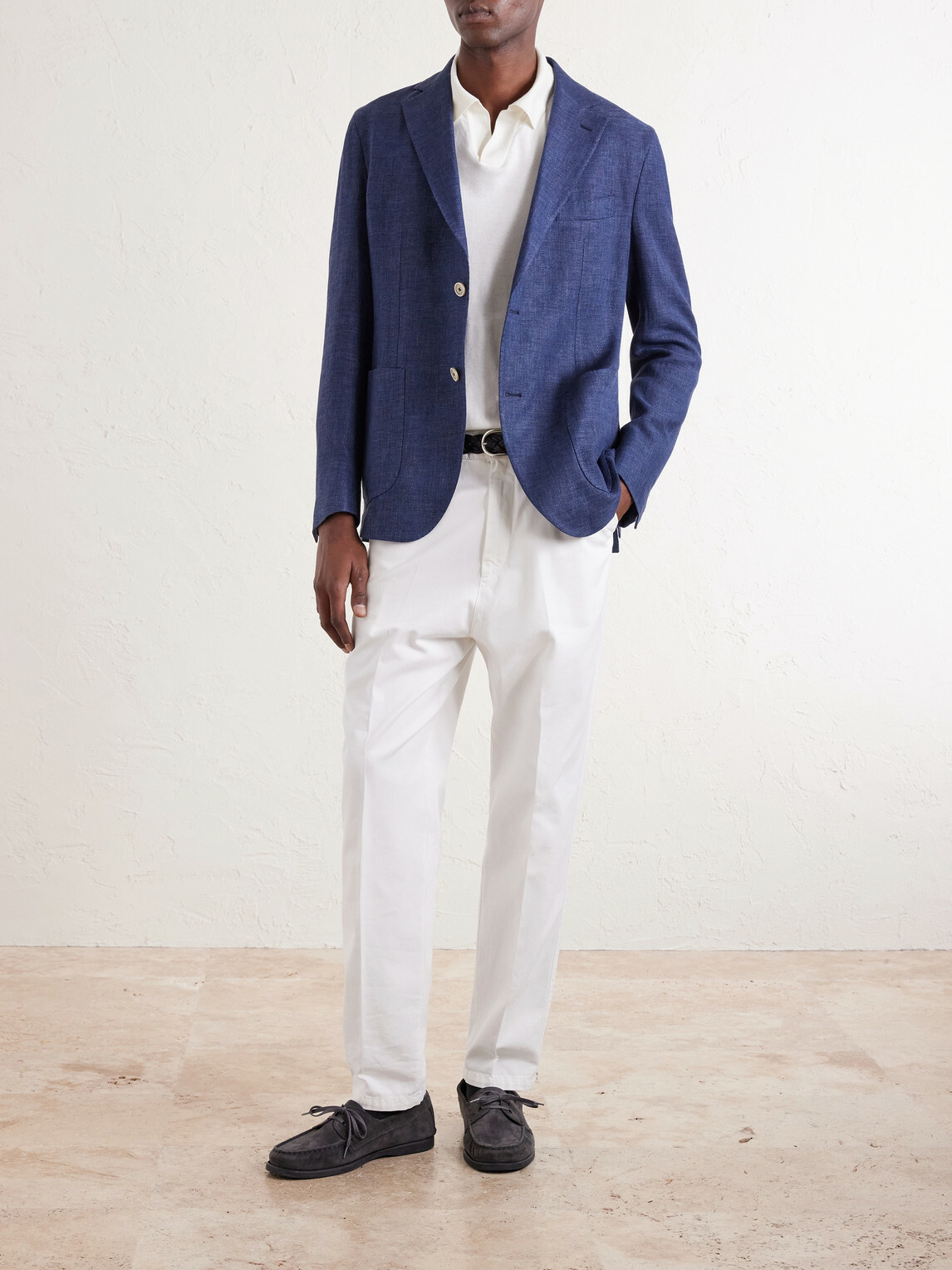 Eleventy - Stretch-Linen, Wool and Silk-Blend Suit Jacket - Blue