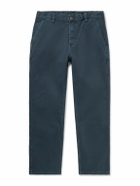 Corridor - Straight-Leg Garment-Dyed Stretch-Cotton Twill Trousers - Blue
