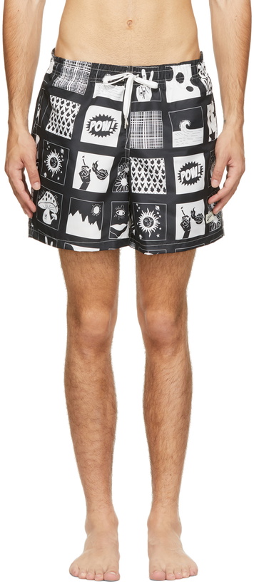 Photo: Bather Black & White Comic Swim Shorts