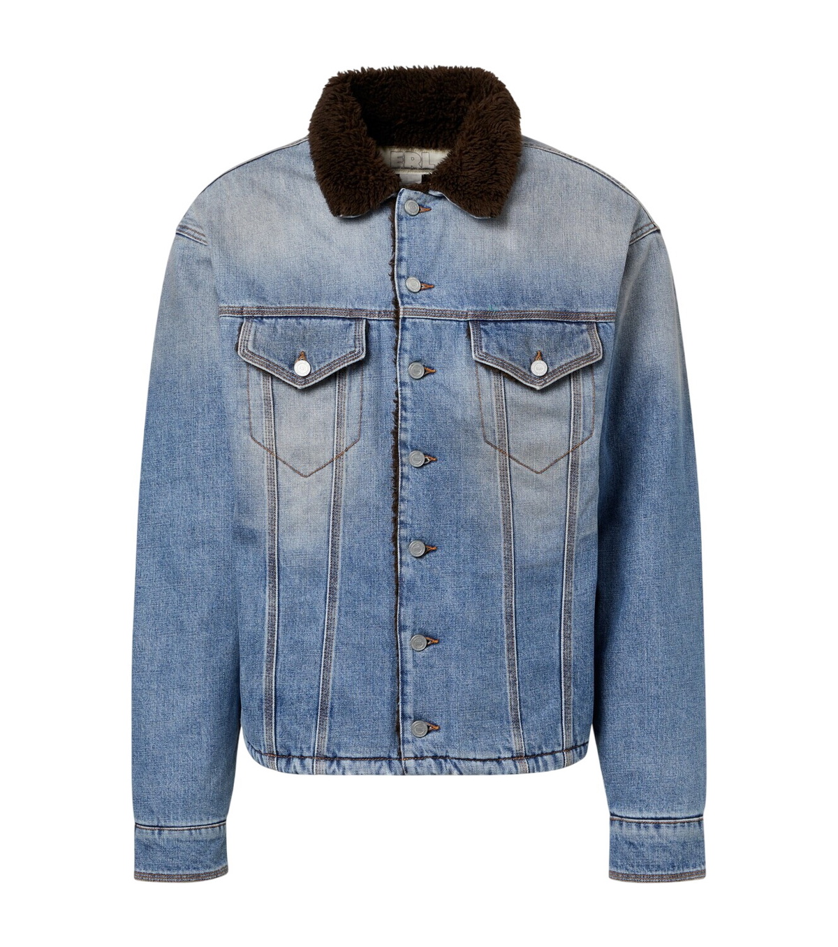 ERL Beige Square Patch Shearling Jacket ERL