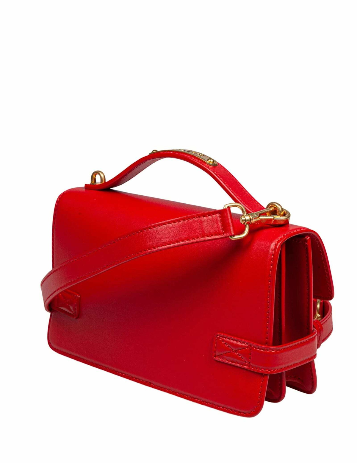 Balmain B-buzz Red Leather Handbag